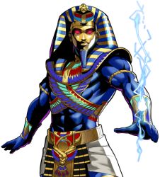 Rule 34 | blue skin, colored skin, egyptian, glowing, glowing eyes, lightning, lowres, metal slug, metal slug attack, official art, pharaoh, pharaoh (metal slug), solo, transparent background