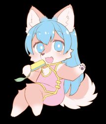 Rule 34 | blue eyes, blue hair, chinese clothes, dangan, dog, furry, ice cream, open mouth