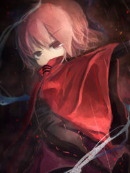 Rule 34 | 1girl, capelet, chii (tsumami tsumamare), covered mouth, highres, red eyes, red hair, sekibanki, shirt, short hair, touhou