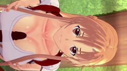 Rule 34 | 1boy, 1girl, 3d, agil, airusuzaki, animated, asuna (sao), blonde hair, braid, breasts, breasts squeezed together, cleavage, clothed female nude male, clothed sex, collarbone, crown braid, dark-skinned male, dark skin, exhibitionism, fingernails, from above, hetero, highres, humping, interracial, koikatsu (medium), large breasts, long hair, looking at viewer, applying manicure, nail polish, netorare, nude, outdoors, paizuri, paizuri under clothes, penis, public indecency, sidelocks, smile, solo focus, sword art online, tree, uncensored, video