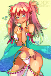 Rule 34 | 1girl, bad id, bad pixiv id, bikini, bikini tan, blue eyes, blue sleeves, blush, bow, breasts, closed mouth, commentary request, cowboy shot, dated, detached sleeves, flying sweatdrops, gem, gypsy (ragnarok online), jewelry, long hair, looking at viewer, navel, necklace, pants, pink hair, ragnarok online, red bow, reload9 yohji, see-through, signature, sleeve bow, small breasts, solo, star (symbol), strapless, strapless bikini, swimsuit, tan, tanline, twintails, white bikini, white pants