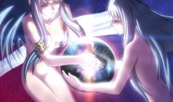 Rule 34 | 2girls, ancient ys vanished, armlet, breasts, closed eyes, holding, long hair, multiple girls, nude, small breasts, ys