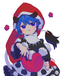 Rule 34 | 1girl, animal ears, black capelet, black dress, blob, blue eyes, blue hair, capelet, commentary request, doremy sweet, dream soul, dress, hat, highres, minamia23, nightcap, pom pom (clothes), short hair, solo, tail, tapir ears, tapir tail, touhou, white dress