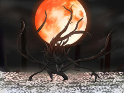 Rule 34 | artist request, bloodborne, flower, from software, highres, monster, moon, moon presence (bloodborne), night, night sky, sky, spoilers, tentacles