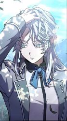 Rule 34 | blue eyes, icarus (return of the legendary spear knight), jacket, manga illustration, white hair