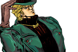 Rule 34 | 1boy, alternate costume, bad id, bad pixiv id, blonde hair, bow, bowtie, dio brando, gloves, hat, jack-ddd-no13, jojo no kimyou na bouken, male focus, official style, red eyes, solo, top hat, turtleneck