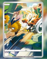 Rule 34 | 2others, animal focus, artist request, beak, bird, cactus, card (medium), claws, copyright name, creatures (company), day, desert, dodrio, full body, galarian form, galarian zapdos, game freak, gen 1 pokemon, gen 8 pokemon, highres, legendary pokemon, looking at another, motion blur, motion lines, multiple others, nintendo, no humans, official art, open mouth, out of frame, pokemon, pokemon (creature), pokemon tcg, running, wings
