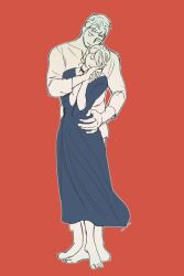 Rule 34 | 1boy, 1girl, barefoot, braid, choker, closed eyes, closed mouth, dancing, dress, dungeon meshi, elf, full body, hand on another&#039;s cheek, hand on another&#039;s face, hand on another&#039;s waist, hand up, hands up, head tilt, heads together, height difference, hug, hug from behind, korean commentary, laios touden, legs together, long hair, long sleeves, mabsosa6, marcille donato, monochrome, pants, pointy ears, red background, shirt, short hair, smile, tearing up, updo