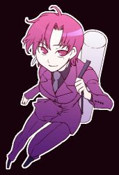 Rule 34 | 00s, 1girl, bazett fraga mcremitz, black shirt, fate/hollow ataraxia, fate/stay night, fate (series), formal, lowres, necktie, outline, red eyes, red hair, red suit, shirt, solo, suit, transparent background, white outline