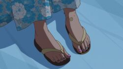 Rule 34 | animated, animated gif, anklet, feet, feet only, foot focus, fuufu ijou koibito miman., japanese clothes, jewelry, kimono, looping animation, multicolored nails, nail polish, sandals, toenail polish, toenails, toes, watanabe akari, yukata