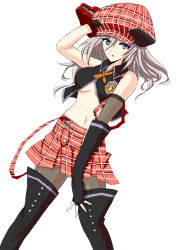 Rule 34 | 10s, 1girl, alisa ilinichina amiella, bare shoulders, black footwear, black gloves, black pantyhose, blue eyes, boots, breasts, elbow gloves, fingerless gloves, full body, gloves, god eater, god eater burst, hat, highres, himo, large breasts, long hair, looking at viewer, open mouth, pantyhose, silver hair, simple background, skirt, solo, suspender skirt, suspenders, thigh boots, thighhighs, underboob, white background