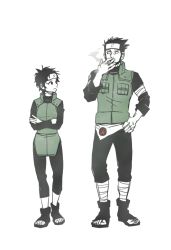 Rule 34 | 10s, 1boy, 1girl, age difference, alternate universe, ankle wrap, artist request, beard, black hair, black pants, black shirt, boots, boruto: naruto next generations, breasts, cigarette, crossed arms, curly hair, facial hair, father and daughter, flak jacket, forehead protector, full body, hand on own hip, hand up, happy, height difference, jacket, konohagakure symbol, long sleeves, looking at another, marcdjang, naruto, naruto (series), naruto shippuuden, ninja, pants, parent and child, partially colored, sandals, sarutobi asuma, sarutobi mirai, shirt, shoes, short hair, side-by-side, smile, smoke, smoking, standing, very short hair