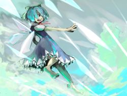 Rule 34 | 1girl, barefoot, cirno, dress, feet, female focus, full body, luft, shoot the bullet, solo, touhou