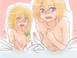 Rule 34 | :o, alice margatroid, bathing, blonde hair, blue eyes, blush, bow, braid, breasts, caught, censored, collarbone, convenient censoring, covering privates, covering breasts, embarrassed, hair bow, kirisame marisa, nip to chip, shiny skin, short hair, small breasts, surprised, touhou, walk-in, water, yellow eyes