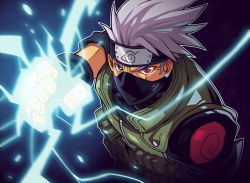 Rule 34 | 1boy, dark background, edwin huang, electricity, forehead protector, hatake kakashi, male focus, naruto, naruto (series), scar, silver hair, spiked hair, upper body
