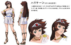 Rule 34 | 1girl, angry, armband, bare shoulders, bracelet, brown hair, circlet, closed mouth, collar, dress, female focus, full body, green eyes, hand on own hip, head tilt, hip focus, hurricane (mazinkaiser skl), jewelry, legs, long hair, looking at viewer, looking up, mazinger (series), mazinkaiser skl, multiple views, naughty face, neck, necklace, parted lips, red hair, sandals, serious, short dress, single-shoulder dress, smile, turnaround, upper body, white dress, wristband