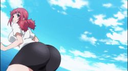 Rule 34 | 10s, 1girl, animated, animated gif, ass, ball, beachball, bike shorts, gym uniform, hip attack, huge ass, keijo!!!!!!!!, lowres, red hair, spandex, subtitled, toyoguchi non