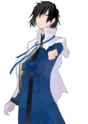 Rule 34 | 1boy, black hair, caladrius, cape, kei percival, male focus, official art, ribbon, simple background, solo, torn cape, torn clothes, white cape, yasuda suzuhito, yellow eyes