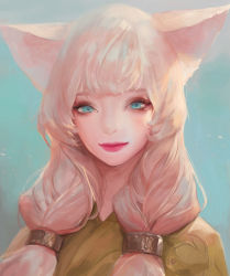 Rule 34 | 1girl, animal ears, blonde hair, blue eyes, cat ears, chocofing r, closed mouth, eyelashes, lips, long hair, looking at viewer, original, pink lips, solo, twintails, upper body