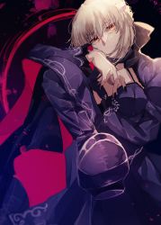Rule 34 | 1girl, artoria pendragon (all), artoria pendragon (fate), black nails, blonde hair, boots, choker, fate/stay night, fate (series), feet, foot focus, highres, crossed legs, looking at viewer, nail polish, saber alter, solo, sungoidekame, yellow eyes