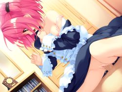 Rule 34 | 1girl, bra, breasts, clothed sex, clothes lift, cowgirl position, dutch angle, game cg, girl on top, hinata yuuhi, lingerie, nipples, no panties, non-web source, off shoulder, penis, pink eyes, pink hair, pussy, pussy juice, sex, short hair, skirt, skirt lift, solo focus, soshite ashita no sekai yori, straddling, sweat, ueda ryou, uncensored, underwear, vaginal