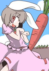 Rule 34 | 1girl, carrot, cloud, female focus, highres, inaba tewi, iyau, outdoors, plant, sky, solo, standing, touhou