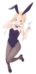 Rule 34 | 1girl, abigail williams (fate), animal ears, bad id, bad pixiv id, bare arms, bare shoulders, black bow, black bowtie, black footwear, black leotard, blonde hair, blue eyes, blush, bow, bowtie, breasts, brown pantyhose, closed mouth, collar, collarbone, commentary request, covered navel, cup, detached collar, drink, fake animal ears, fate/grand order, fate (series), forehead, full body, hair bun, hands up, high heels, highres, holding, holding cup, jilu, leotard, long hair, pantyhose, parted bangs, playboy bunny, rabbit ears, rabbit tail, shoes, sidelocks, simple background, single hair bun, small breasts, smile, solo, strapless, strapless leotard, tail, white background, white collar