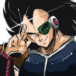 Rule 34 | 1boy, armor, black hair, dragon ball, dragonball z, evil grin, evil smile, gauntlets, grin, long hair, looking at viewer, lowres, muscular, raditz, smile, soborogo, solo, spiked hair, very long hair