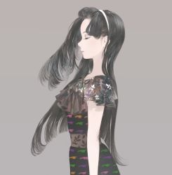 Rule 34 | 1girl, black hair, closed eyes, from side, hairband, highres, long hair, matayoshi, original, rev-chan, reveur, solo