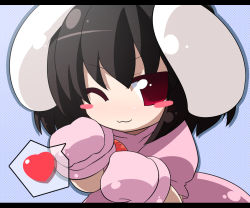Rule 34 | 1girl, :3, animal ears, blush stickers, boxing gloves, female focus, heart, inaba tewi, letterboxed, oka (bananashoe), one eye closed, rabbit ears, solo, touhou, wink