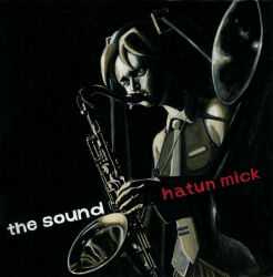 Rule 34 | 1girl, album cover, closed eyes, collared shirt, cover, detached sleeves, english text, engrish text, hakotakoha, hatsune miku, headset, holding, holding instrument, instrument, jazz, long hair, monochrome, necktie, parody, ranguage, saxophone, shirt, solo, traditional media, twintails, very long hair, vocaloid, zipper