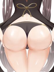Rule 34 | 1girl, ass, ass focus, ass grab, brown hair, cameltoe, chinese clothes, coattails, deep skin, dimples of venus, from behind, genshin impact, head out of frame, highres, hu tao (genshin impact), huge ass, legs, long hair, lower body, sana!rpg, solo, thigh gap, thighs, thong, twintails, very long hair