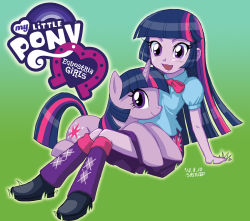 Rule 34 | 1girl, black footwear, dual persona, leg warmers, long hair, multicolored hair, my little pony, my little pony: equestria girls, my little pony: friendship is magic, personification, princess twilight sparkle, skirt, tagme, twilight sparkle, uotapo