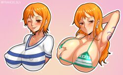 Rule 34 | 1girl, absurdres, armpits, bare shoulders, breasts, highres, large breasts, nami (one piece), one piece, solo