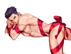 Rule 34 | 00s, 1boy, abs, bara, dungeon and fighter, jade won, lying, male fighter (dungeon and fighter), male focus, muscular, scar, solo