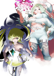 Rule 34 | 2girls, absurdres, akanboh, beast ball, blonde hair, blood, blood on face, boots, breasts, commentary request, creatures (company), dress, dynamax ball, fingernails, game freak, green eyes, green hair, grey footwear, hand on own hip, highres, holding, holding poke ball, leggings, long hair, lusamine (pokemon), mature female, melony (pokemon), multicolored hair, multiple girls, nintendo, pantyhose, pantyhose under shorts, parted lips, poke ball, pokemon, pokemon sm, pokemon swsh, shirt, shorts, sleeveless, sleeveless dress, streaked hair, torn clothes, torn dress, torn legwear, torn shirt, white dress, white legwear, white shirt, white shorts