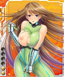 Rule 34 | 00s, 1girl, aikawa arisa, blue eyes, bodysuit, breasts, brown hair, card (medium), card (orange-r), card (r), fingering, ilsa celeste, large breasts, lilith-soft, long hair, nipples, one breast out, open mouth, taimanin (series), taimanin asagi, taimanin asagi battle arena all card gallery, taimanin asagi kessen arena, torn clothes