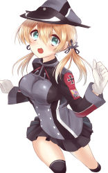Rule 34 | 10s, 1girl, bad id, bad pixiv id, blonde hair, blue eyes, breasts, gloves, hat, highres, hiraga pikurosu, kantai collection, large breasts, long hair, peaked cap, prinz eugen (kancolle), smile, solo, twintails, uniform