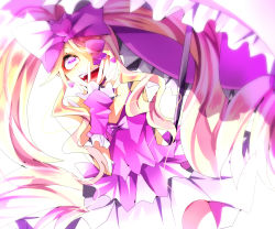 Rule 34 | 10s, 1girl, bad id, bad pixiv id, blonde hair, bow, dress, drill hair, earrings, eyepatch, hair bow, harime nui, jewelry, kill la kill, laughing, long hair, milkamutea051, pink bow, pink dress, solo, twin drills, twintails, umbrella, wrist cuffs