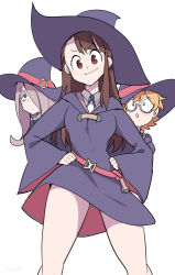 Rule 34 | 10s, 3girls, kagari atsuko, little witch academia, lotte jansson, multiple girls, simple background, sucy manbavaran, tagme, witch