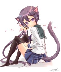 Rule 34 | 10s, 1girl, absurdres, akebono (kancolle), akebono kai (kancolle), akebono kai ni (kancolle), animal ears, ass, bad id, bad twitter id, bell, black thighhighs, blush, cat ears, cat tail, clothes lift, commentary request, flower, from behind, full body, hair bell, hair flower, hair ornament, heart, highres, jingle bell, kantai collection, kemonomimi mode, long hair, long sleeves, looking at viewer, looking back, neck ribbon, panties, pantyshot, purple eyes, purple hair, ribbon, sailor collar, school uniform, serafuku, side ponytail, signature, sitting, sketch, skirt, skirt lift, solo, tail, thighhighs, underwear, very long hair, white background, white panties, yuu zaki