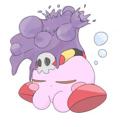 Rule 34 | closed eyes, closed mouth, copy ability, highres, kirby, kirby: planet robobot, kirby (series), nintendo, no humans, poison kirby, poisonkabitaya, sitting, sleeping, solo, squeans, twitter username, white background