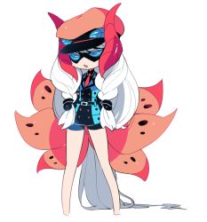 Rule 34 | 1girl, absurdly long hair, bad id, bad pixiv id, bike shorts, black gloves, black hat, blue eyes, chibi, creatures (company), domino mask, elbow gloves, full body, game freak, gen 5 pokemon, gloves, hat, insect wings, kz 609, long hair, mask, moth wings, necktie, nintendo, open mouth, personification, pokemon, pokemon bw, red necktie, shorts, simple background, sketch, solo, standing, very long hair, volcarona, white background, white hair, wings