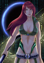 Rule 34 | 1girl, absurdres, bad id, bad pixiv id, breasts, commentary request, green eyes, highres, long hair, original, red hair, riichi (rouchi), solo