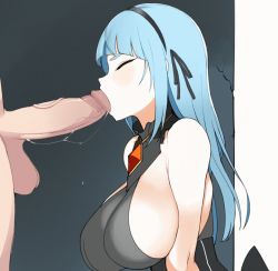 Rule 34 | 10s, 1boy, 1girl, alley, animated, animated gif, bare shoulders, black ribbon, blue eyes, blue hair, blush, bouncing, bouncing breasts, breasts, building, closers, deepthroat, erection, eyebrows, fellatio, from side, hair ribbon, halterneck, hetero, hime cut, jewelry, kneeling, large breasts, large insertion, large penis, long hair, looping animation, matching hair/eyes, minma, necklace, nexon, oral, outdoors, penis, ribbon, saliva, shiny skin, sideboob, sidelocks, solo focus, standing, testicles, third-party edit, uncensored, veins, veiny penis, violet (closers)