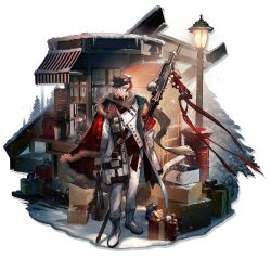 Rule 34 | 1boy, arknights, bespectacled, black hat, box, buttons, cabbie hat, camera, cloak, coat, coffee maker, elysium (arknights), elysium (snowy echo) (arknights), english text, feather hair, fur-trimmed cloak, fur trim, gift, gift box, glasses, grey eyes, hat, highres, holding, holding pole, kettle, lamppost, long sleeves, male focus, multicolored hair, official alternate costume, official art, outdoors, pants, pole, postbox (outgoing mail), red cloak, skade, smile, snow, solo, standing, streaked hair, tag, transparent background, tree, watermark, white coat, white footwear, white hair, white pants, winter clothes, wreath