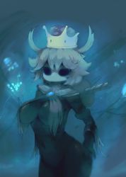Rule 34 | 1girl, breasts, crossover, crown, drawfag, female focus, hollow knight, knight (hollow knight), mario (series), monster girl, nintendo, solo, super crown, weapon