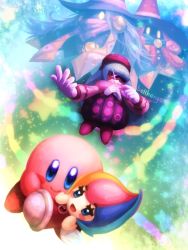 Rule 34 | 1girl, artist name, bellhenge, claycia, drawcia, elline (kirby), flying, kirby, kirby: triple deluxe, kirby (series), kirby and the rainbow curse, kirby canvas curse, looking at viewer, monster, multicolored hair, nintendo, paintra, siblings, sisters, smile, sunglasses