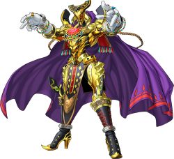 Rule 34 | 1boy, armor, cape, creature, duel monster, eldlich the golden lord, full armor, full body, gloves, glowing, glowing eyes, gold armor, highres, horns, jewelry, konami, official art, sharp teeth, shoulder spikes, solo, spikes, standing, teeth, white gloves, wide sleeves, yu-gi-oh!