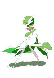 Rule 34 | 1girl, bob cut, colored skin, creatures (company), female focus, flat chest, from side, full body, game freak, gardevoir, gen 3 pokemon, grass, green hair, green skin, hand up, highres, legs, multicolored skin, nintendo, pokemon, pokemon (creature), profile, red eyes, short hair, simple background, solo, standing, takashi (pixiv 80298118), two-tone skin, white background, white skin